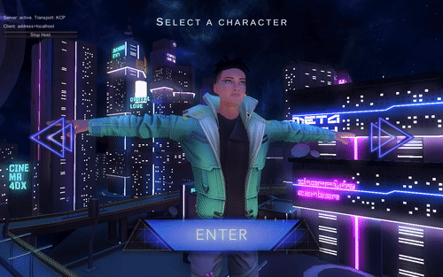 Choosing one of 3 cyberpunk-themed characters for the Polyphonic virtual concert