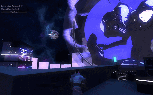 Moshing on a rooftop during Polyphonic cyberpunk virtual concert
